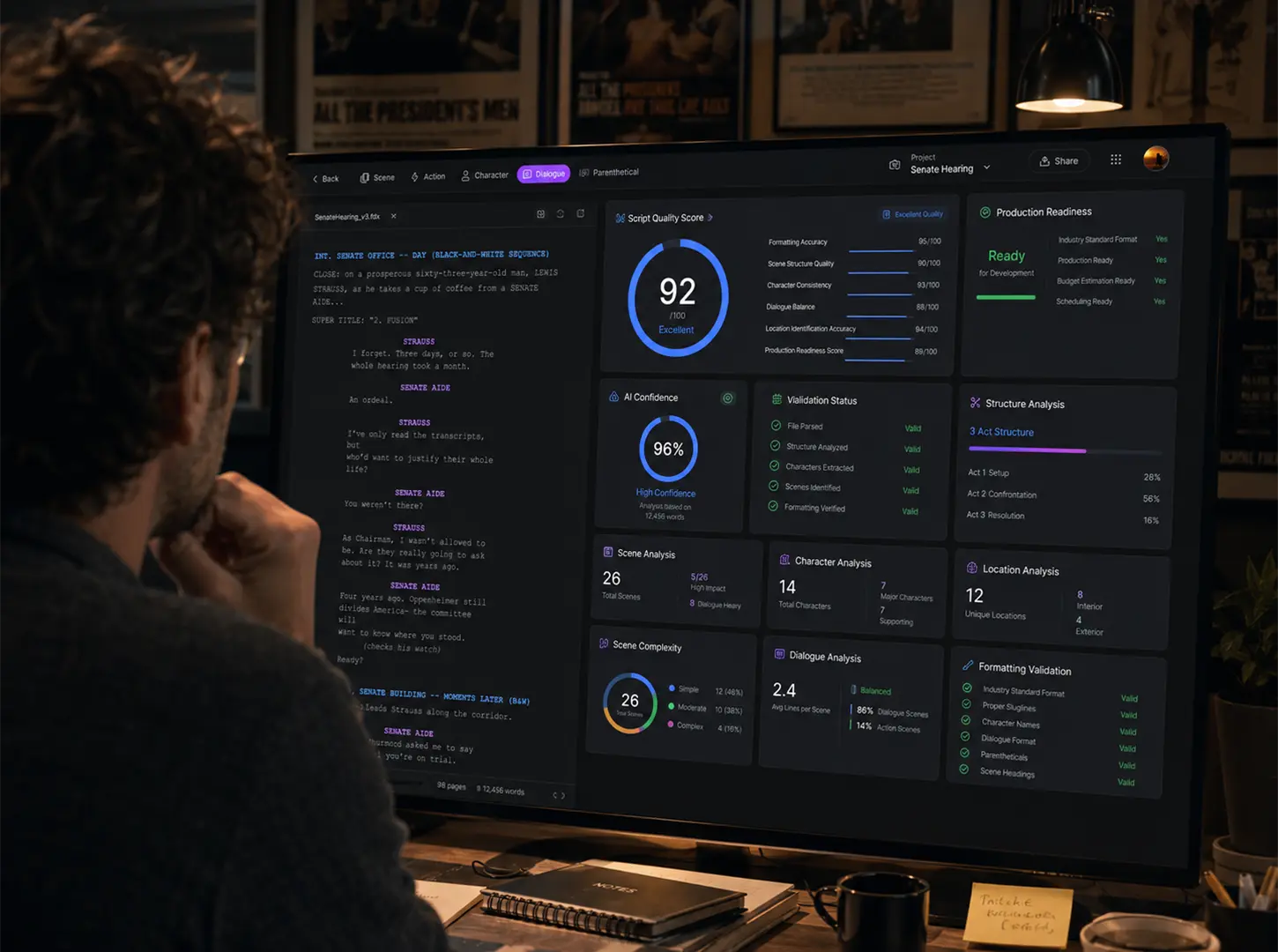 Connected script analysis system